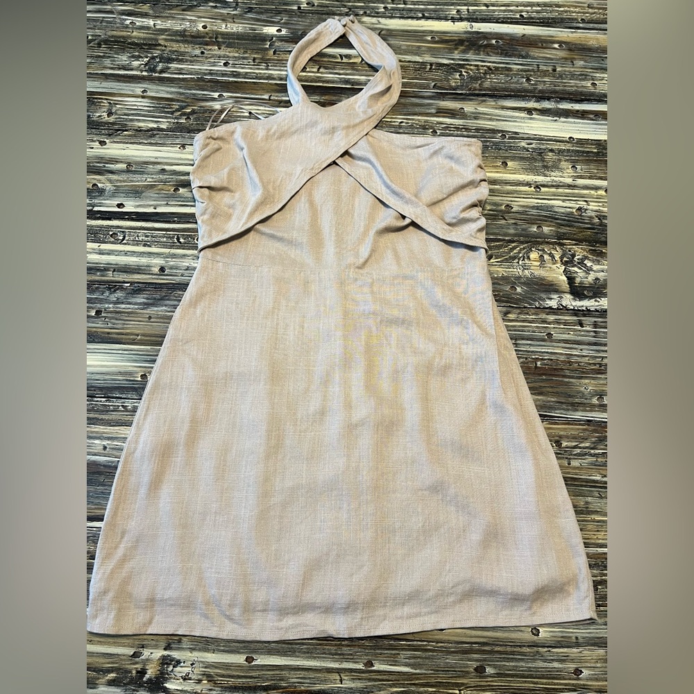 Bohme NWT Elegant Cream Halter Wrap Mini Dress